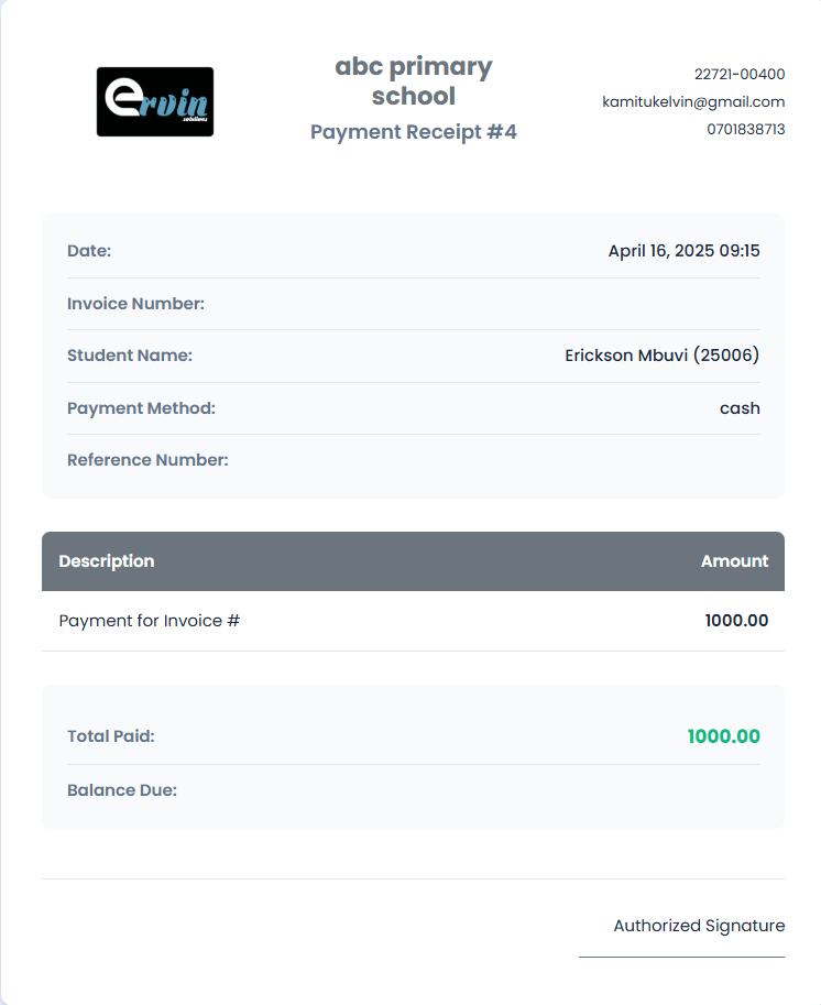 Receipt Sample