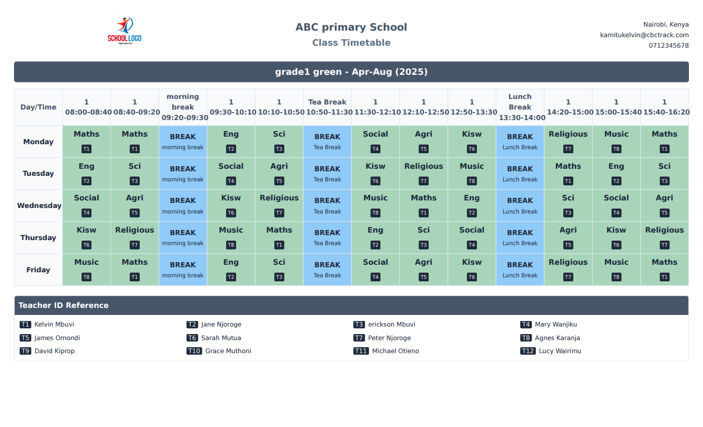 School Timetable